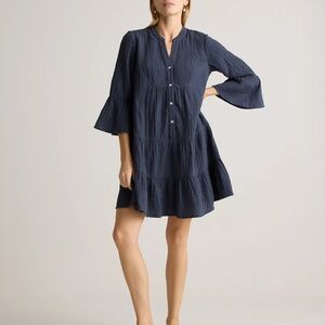 Quince Long Sleeve Tiered Mini Dress